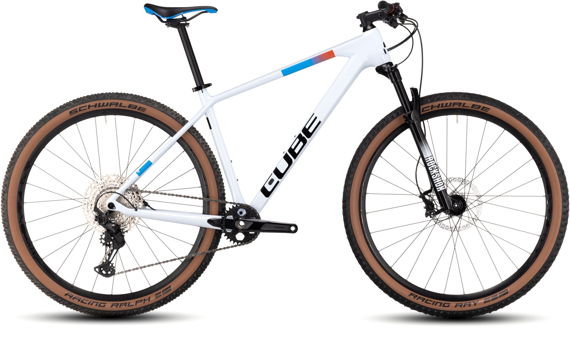 Bicicleta XC Cube Reaction C 62 Pro White n Blue n Red